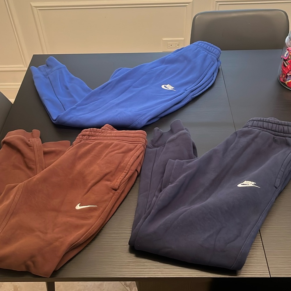 3 pairs-Mens XS Nike Blue, Brown and Navy Joggers